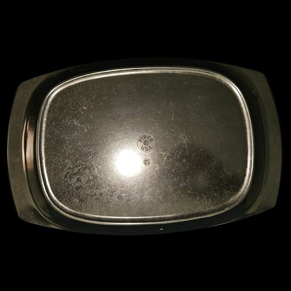 Vintage Pyrex USA Rectangular Tray Faux Wood Grain Brown Glass Mid Century 12x8 - Picture 2 of 4
